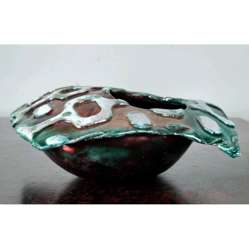 Signed Abstract Studio Art Pottery Sculptural Vessel Organic Glaze Vase 7.5